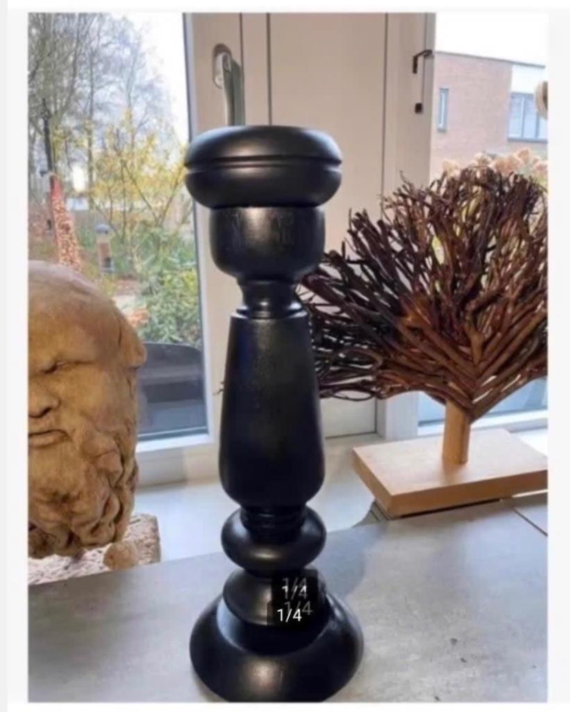 Houten Brocante hoedenstandaard zwart 43 cm, Ophalen of Verzenden