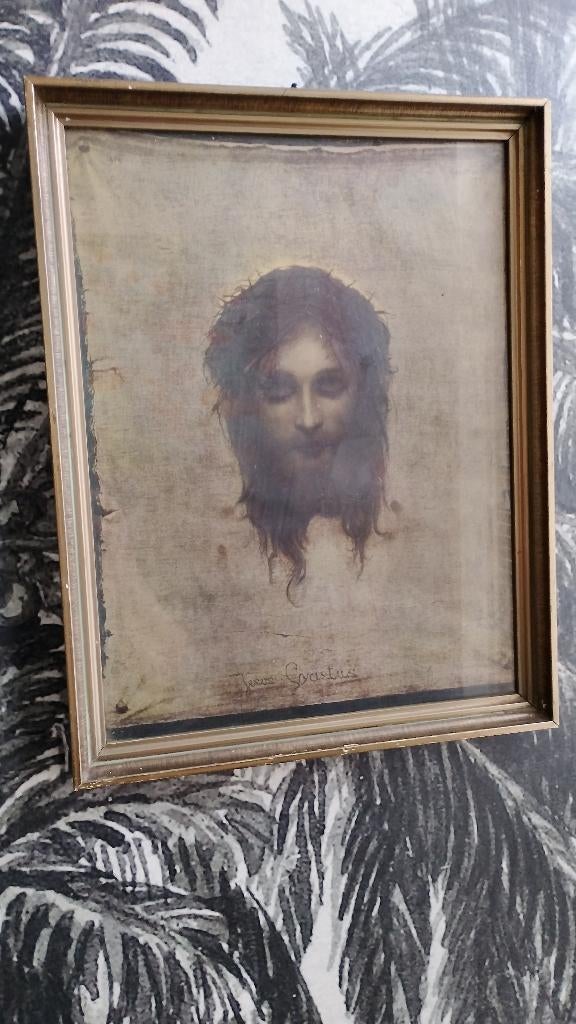 Vintage reproductie Lijkwade van Turijn van Gabriel Max, Ophalen of Verzenden