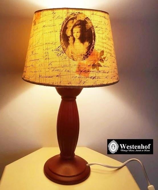 Vintage tafellamp met rode keramiek lampvoet,, Huis en Inrichting, Lampen | Tafellampen, Ophalen of Verzenden, Gebruikt, Overige materialen