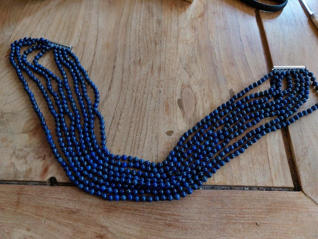 Prachtige zware Lapis Lazuli ketting, Gebruikt, Blauw, Ophalen of Verzenden, Steen of Mineraal