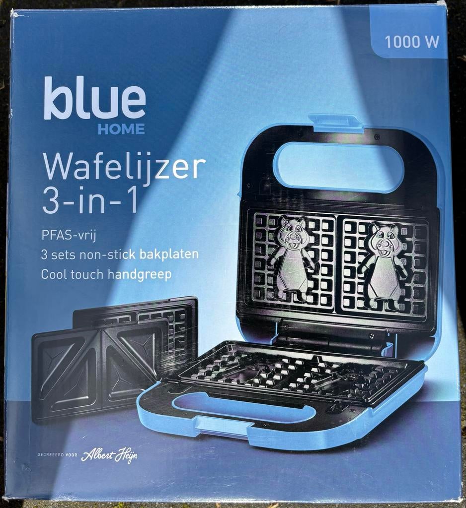 Blue Home Wafelijzer 3-in-1 - Nieuw in doos, Ophalen, Uitneembare platen, Nieuw