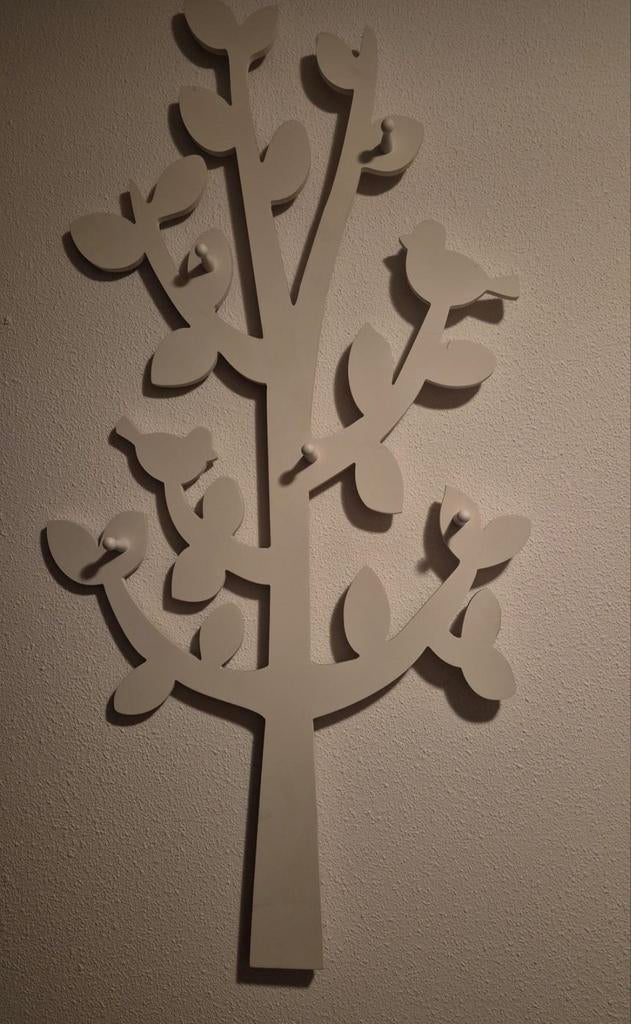 Witte Kinderkapstok Boom met Vogels, Ophalen