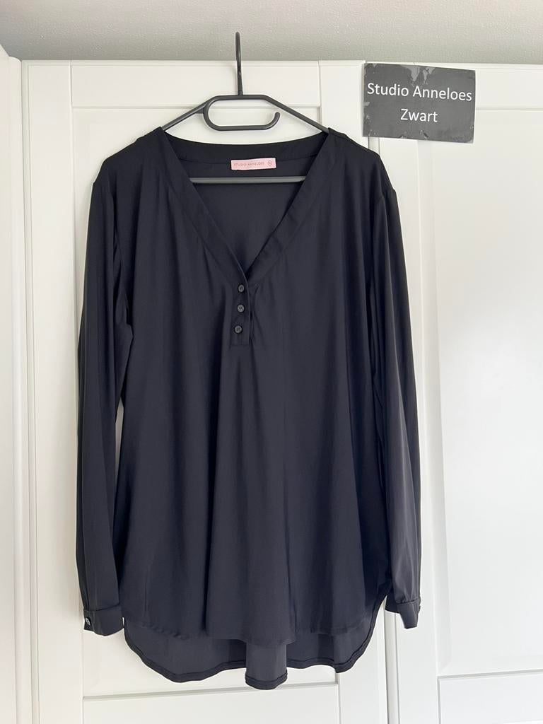Studio anneloes evi blouse XL zwart travelstof, Zwart, Maat 46/48 (XL) of groter, Ophalen of Verzenden, Zo goed als nieuw