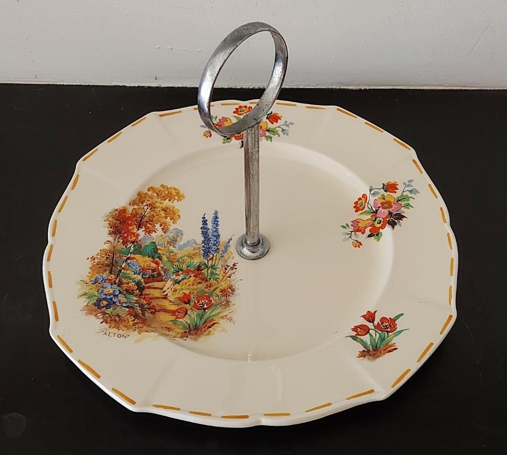 Vintage Engels porselein serveerbord bloementuin ´50s, Antiek en Kunst, Curiosa en Brocante, Ophalen of Verzenden