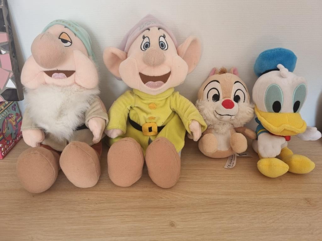 Disney knuffel sleepy, dopey, donald duck, knabbel of babbel, Ophalen of Verzenden, Zo goed als nieuw, Eend