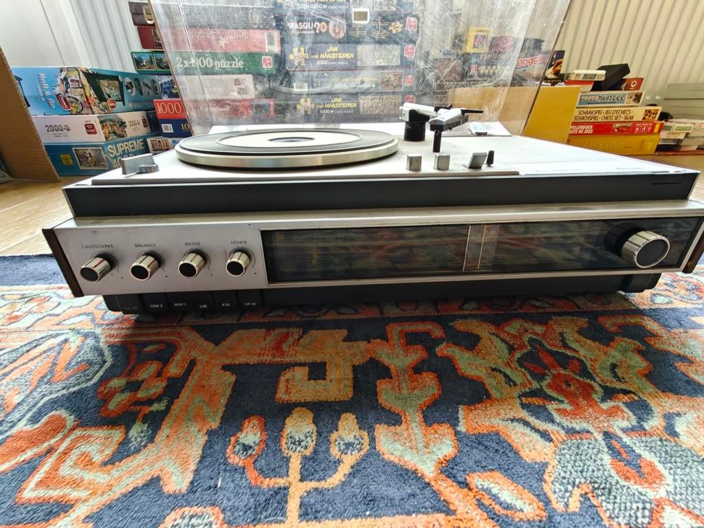 Vintage Philips Platenspeler met Geïntegreerde Radio, Ophalen, Philips, Gebruikt, Automatisch