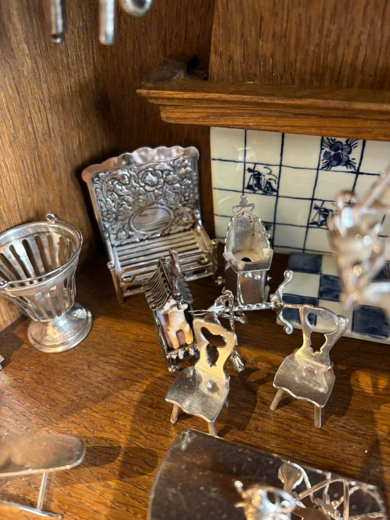 Zilveren miniaturen poppenhuis antiek miniatuur zilver, Antiek en Kunst, Antiek | Goud en Zilver, Verzenden, Zilver