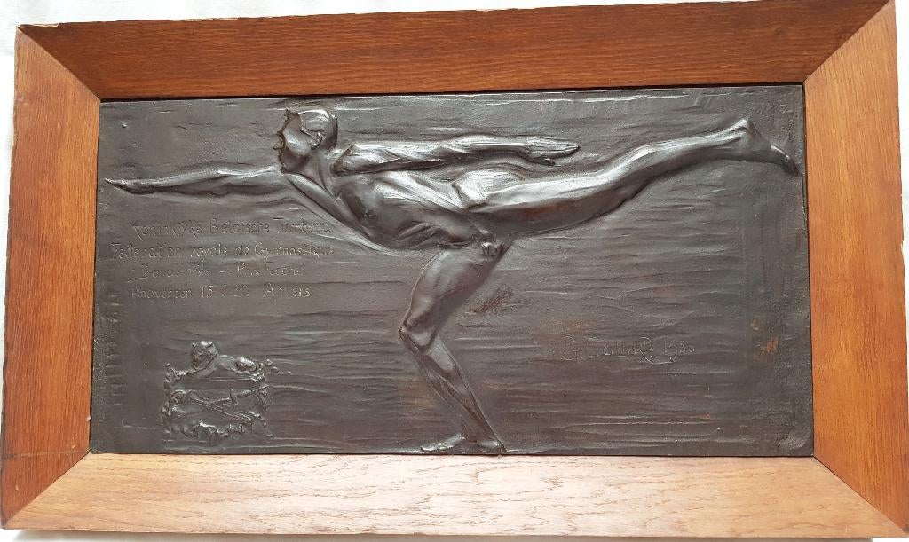 Art Deco Bronzen Plaquette - G. Collard - L. 73 cm., Ophalen of Verzenden