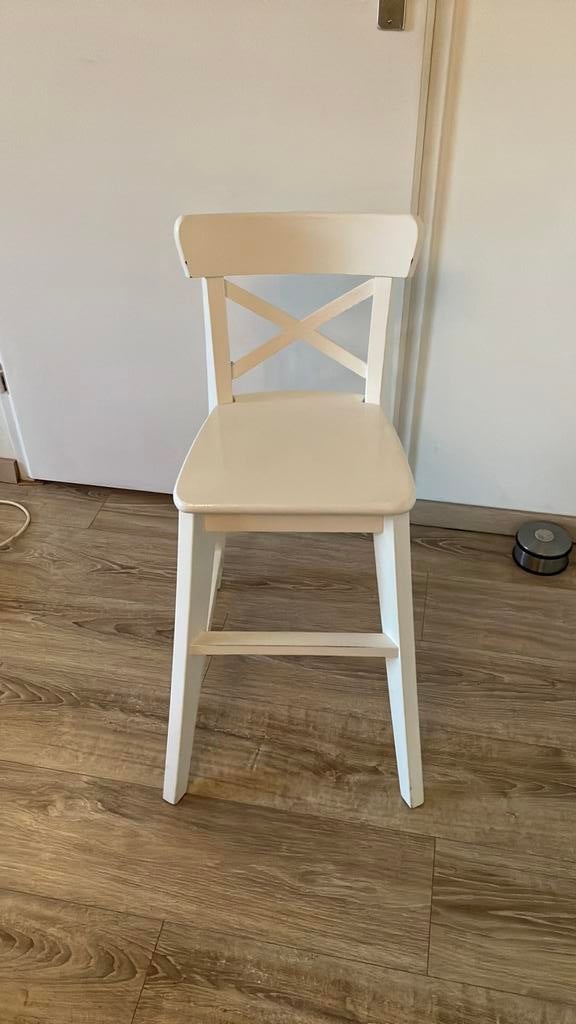 Ingolf Ikea kinderstoel Wit Hout, Ophalen, Gebruikt, Overige typen, Aanschuifbaar