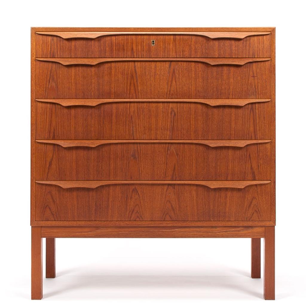 Deense vintage design ladekast jaren 50, 60 teakhout, Huis en Inrichting, Kasten | Ladekasten, Ophalen, Gebruikt, Mid-Century Modern Scandinavisch