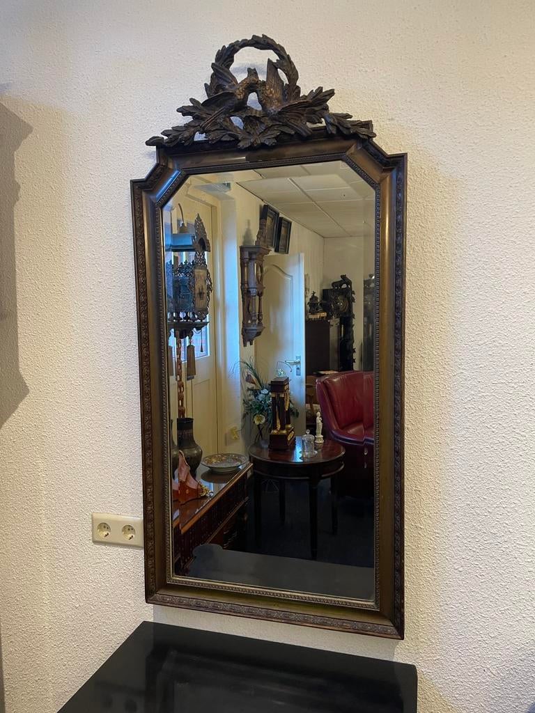 Antieke spiegel met mahonie trumeau tafel, Ophalen, Rechthoekig