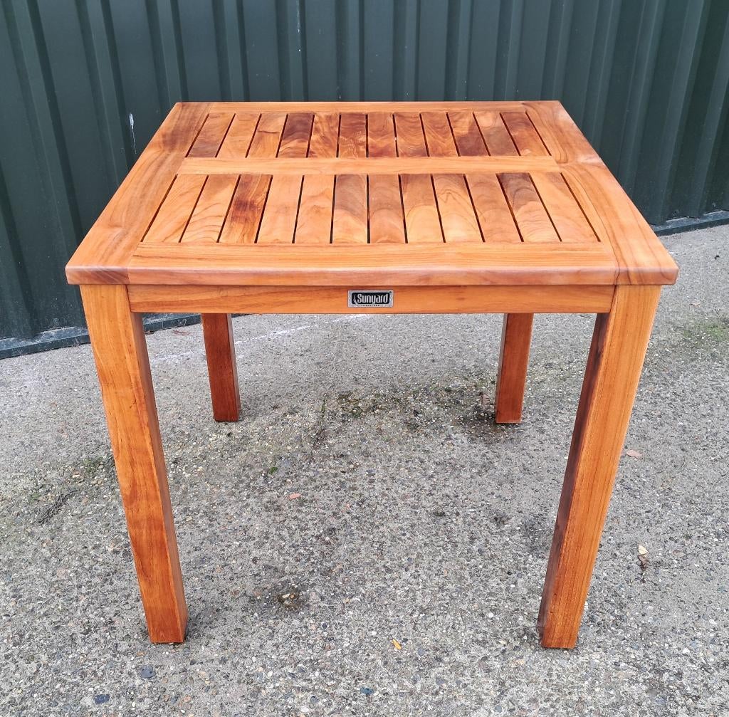 Sunyard Liverpool teak tuintafel 78x78x76(h)cm, Ophalen, Gebruikt, Rechthoekig, Teakhout