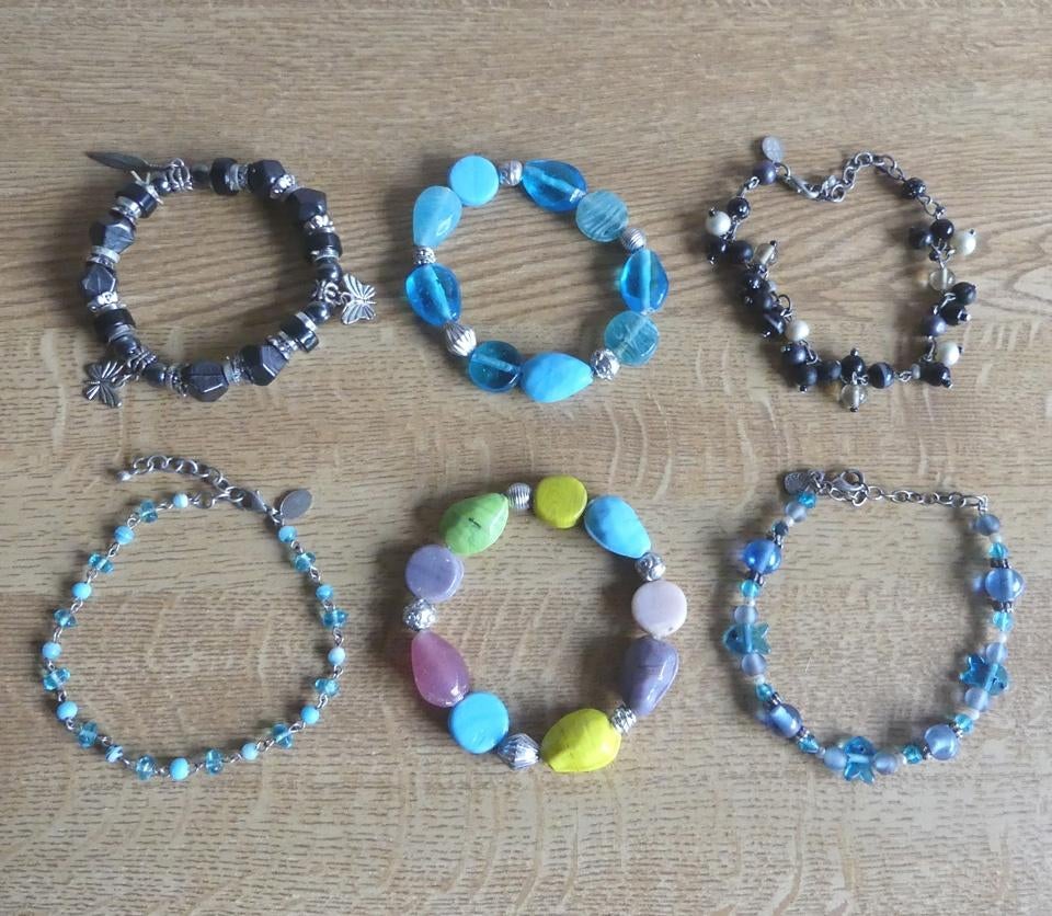 Zes armbanden dames armbandjes blauw zwart MKM design, Sieraden, Tassen en Uiterlijk, Armbanden, Ophalen of Verzenden, Gebruikt