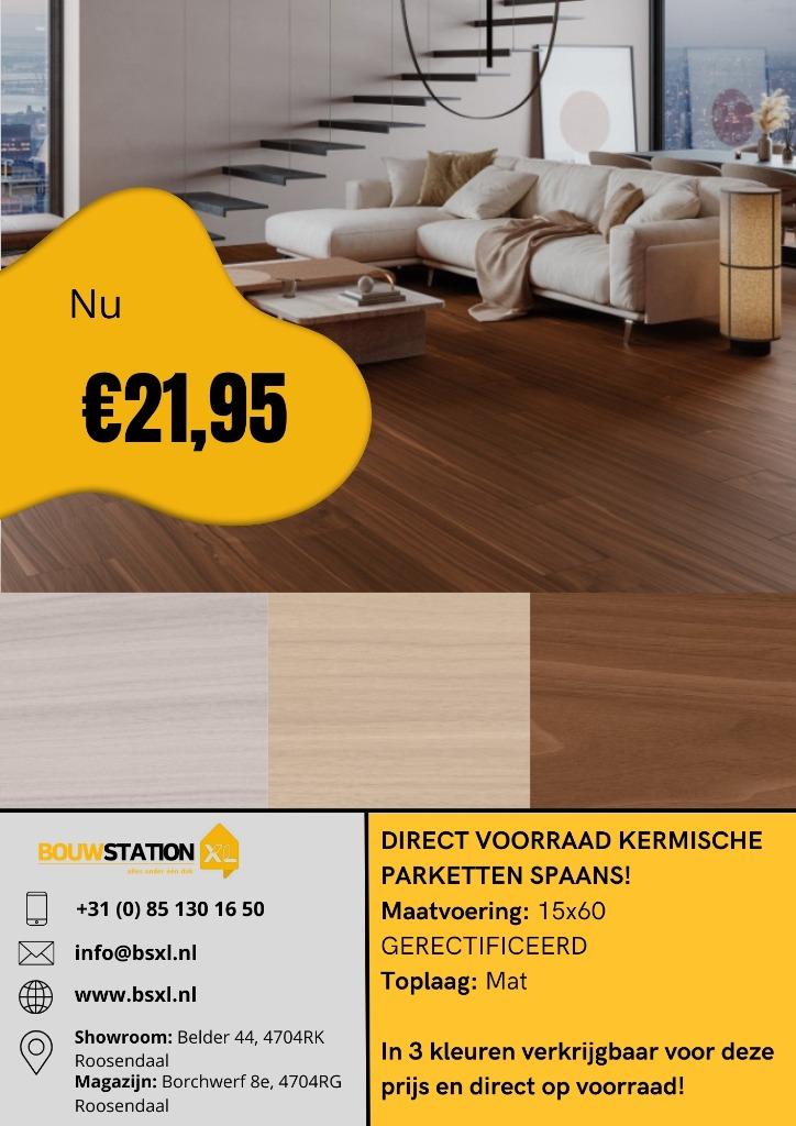 Actie Visgraat tegels uit voorraad leverbaar in Roosendaal !, 60 cm of meer, Nieuw, Ophalen of Verzenden, 10 m² of meer
