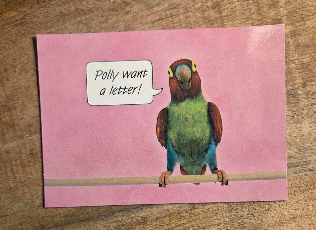 Papegaai - Polly wants a letter, Verzamelen, Ansichtkaarten | Themakaarten, Verzenden, 1980 tot heden, Ongelopen, Overige thema's