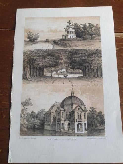 Rotonde Blaricum -'s Gravelandsche weg Hilversum Schipperus, Antiek en Kunst, Kunst | Etsen en Gravures, Ophalen