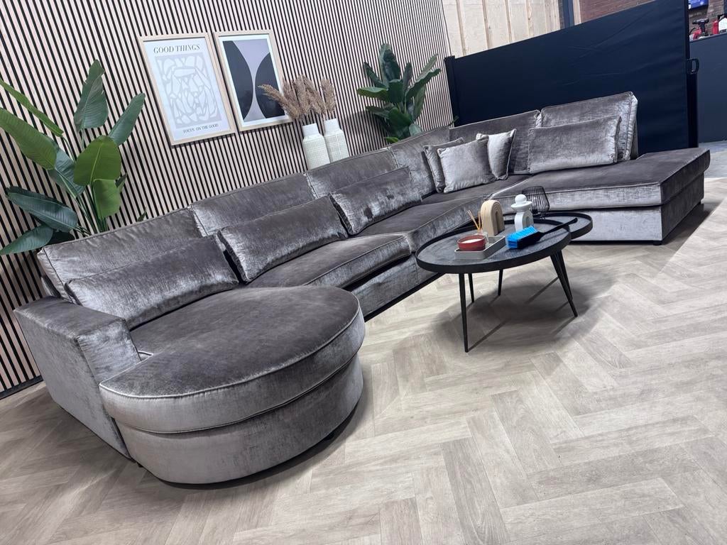 ZGAN Luxe Velvet U-Bank / Hoekbank - Champagne -, -, -, Hoekbank, Ophalen of Verzenden