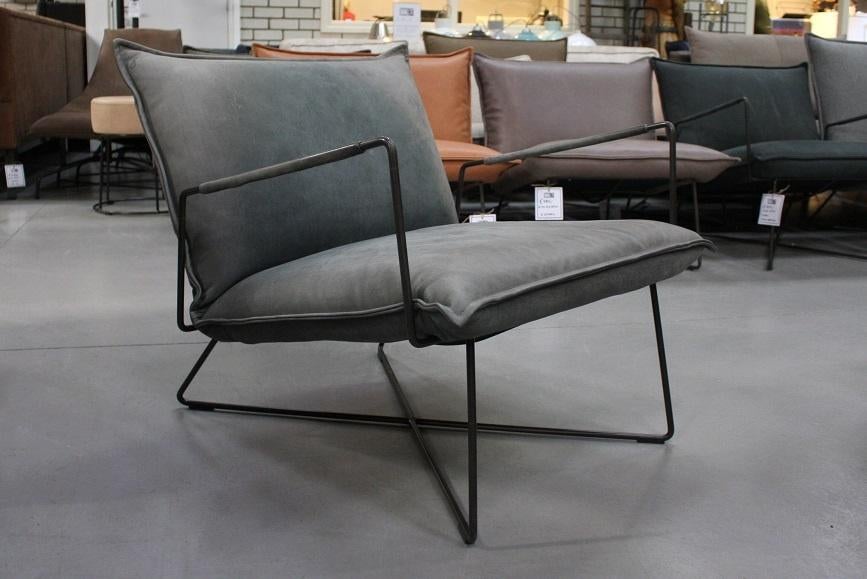 Fauteuil EARL Jess Design metaal leer industrieel, Ophalen, Nieuw, 75 tot 100 cm, 75 tot 100 cm