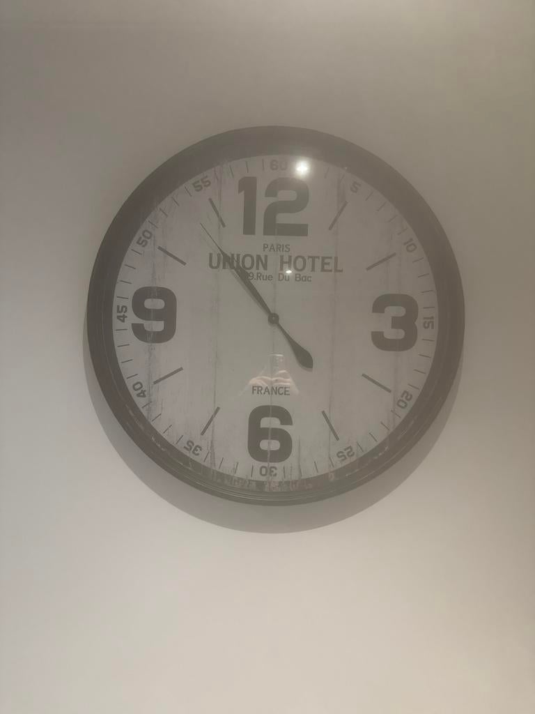 Vintage Wandklok - Paris Union Hotel, Ophalen of Verzenden, Gebruikt, Analoog, Wandklok