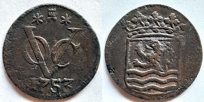VOC Duit Zeeland 1753, Postzegels en Munten, Munten | Nederland, Verzenden, Vóór koninkrijk, Overige waardes
