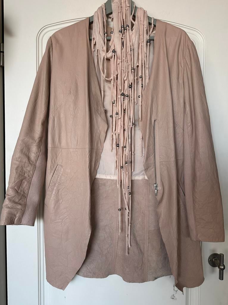 Cigno Nero , leren halflange jas , oudroze kleur, maat 38, Kleding | Dames, Maat 38/40 (M), Ophalen of Verzenden, Zo goed als nieuw