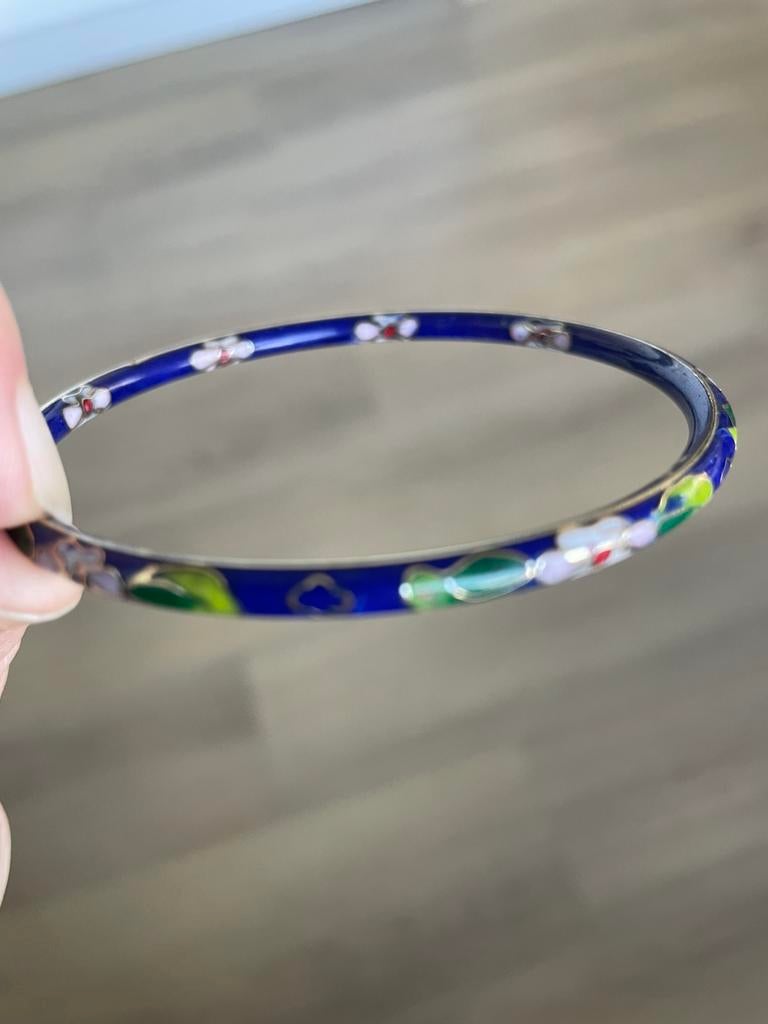 Vintage Cloisonné Email Armband konings blauw, Ophalen of Verzenden, Zo goed als nieuw, Blauw