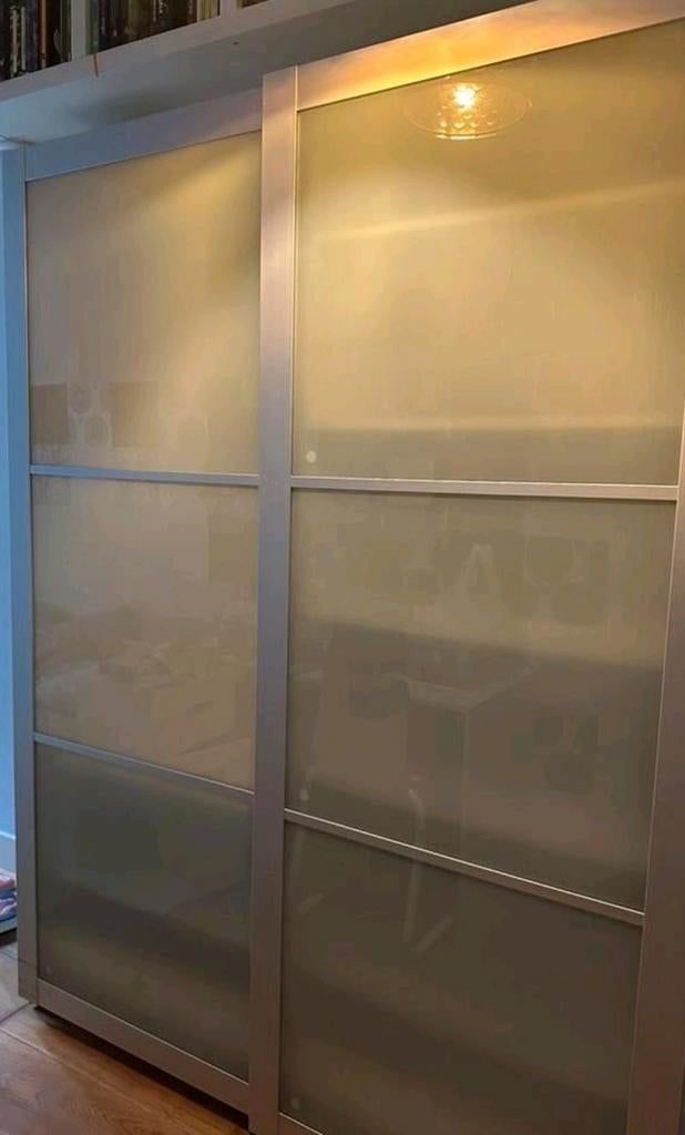 Ikea PAX deuren&rail 2m.h. en 76cm br. frame: mat glas, Ophalen of Verzenden, Zo goed als nieuw, 200 cm of meer