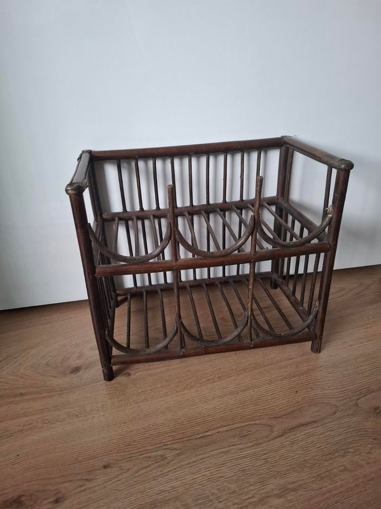 Bamboe hout vintage wijnrek, Gebruikt, 5 tot 15 flessen, Ophalen of Verzenden, Minder dan 50 cm