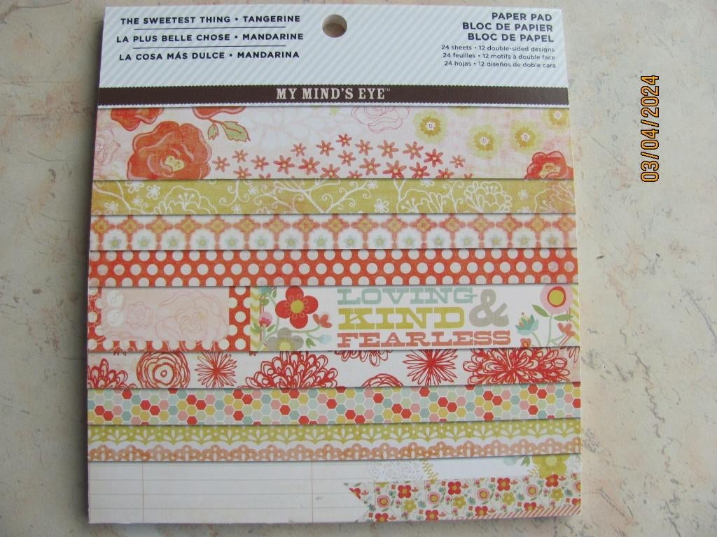 Nieuw MY MIND'S EYE papier THE SWEETEST THING tangerine 24x, Ophalen of Verzenden, Nieuw, Papier of Karton, Overige merken