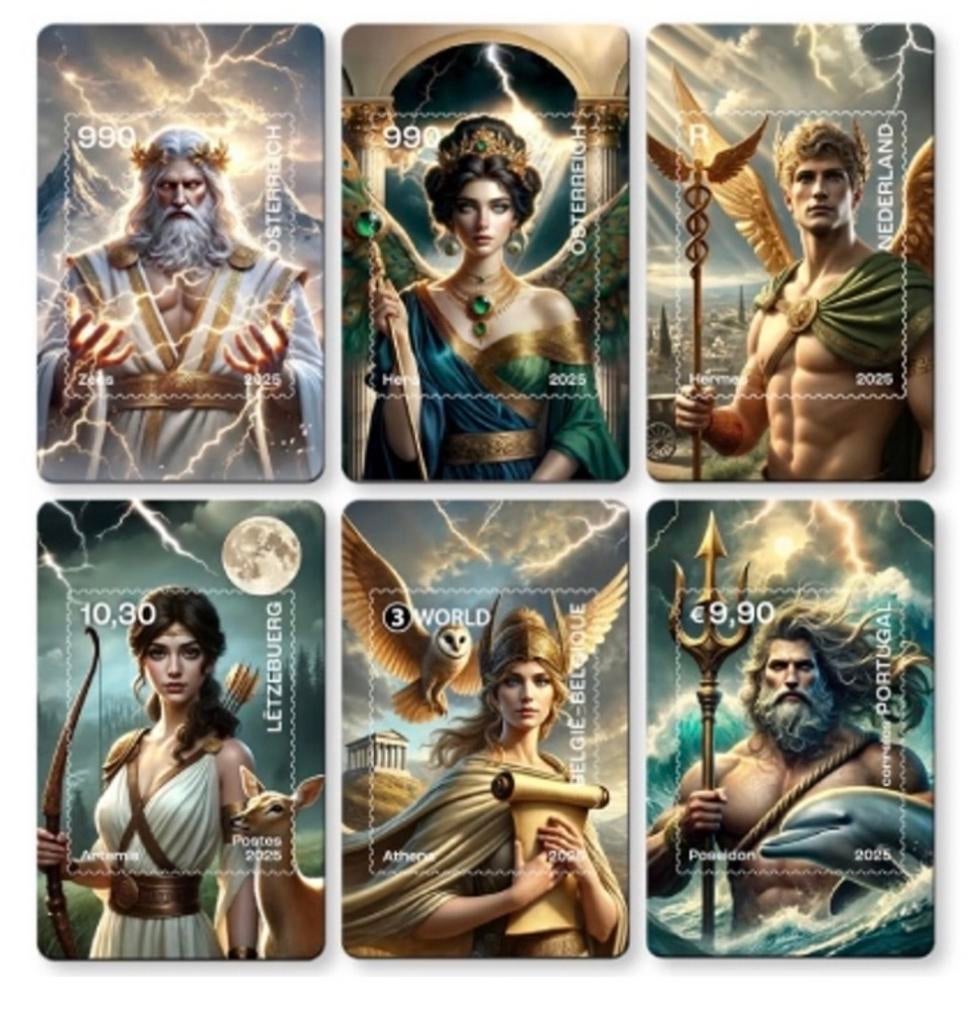 Unieke nieuwe verzameling crypto stamps 6 goden, 5 landen, Ophalen