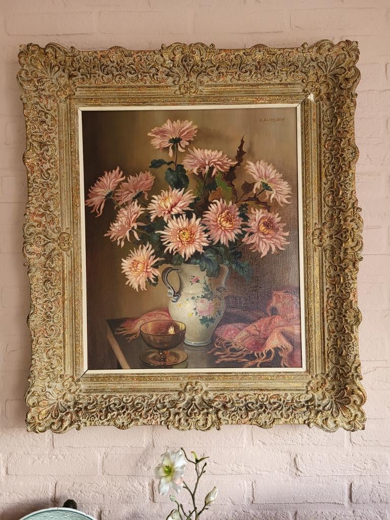 Olieverfschilderij chrysanten Antonie Althuijzen 1887-1963, Ophalen