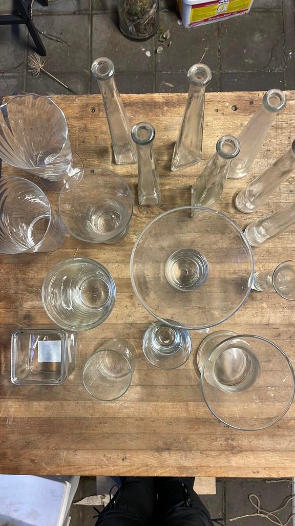 Glazen vazen 22 stuks, Ophalen of Verzenden, Gebruikt, Glas