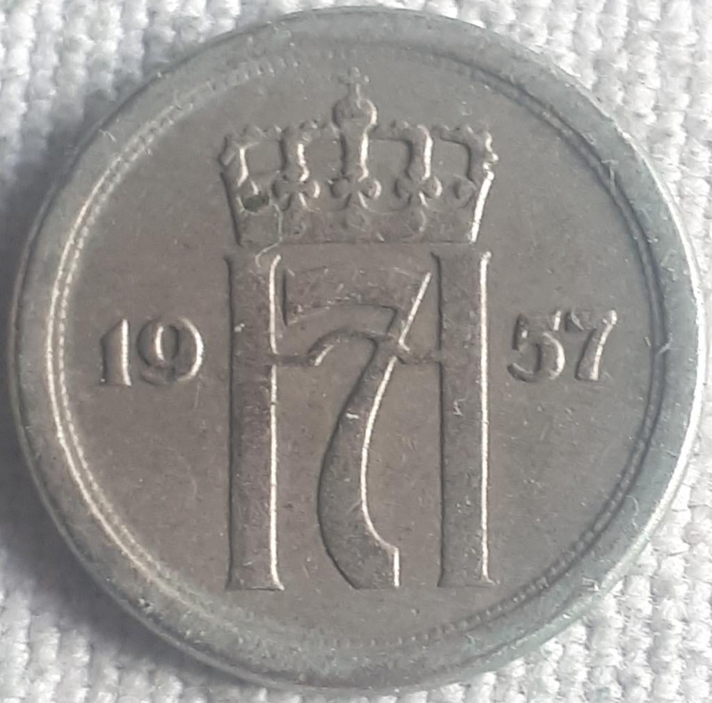 NOORWEGEN: 10 ORE 1957 KM 396, Verzenden, Overige landen, Losse munt