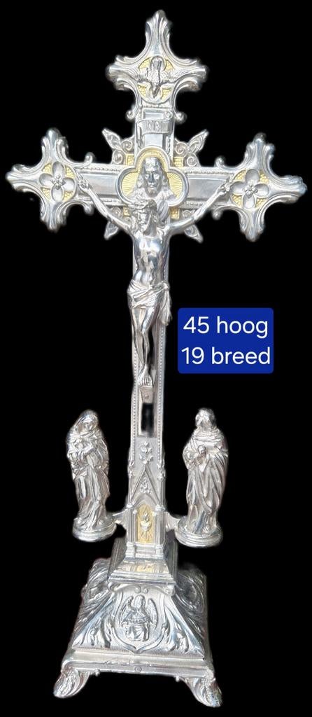 Prachtige oude metalen crucifix, Ophalen of Verzenden