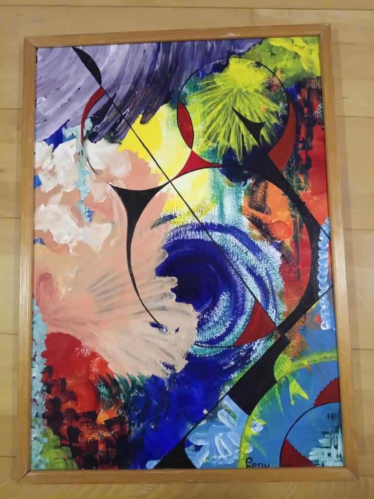 Abstract Schilderij van Leny Vermeulen, Ophalen