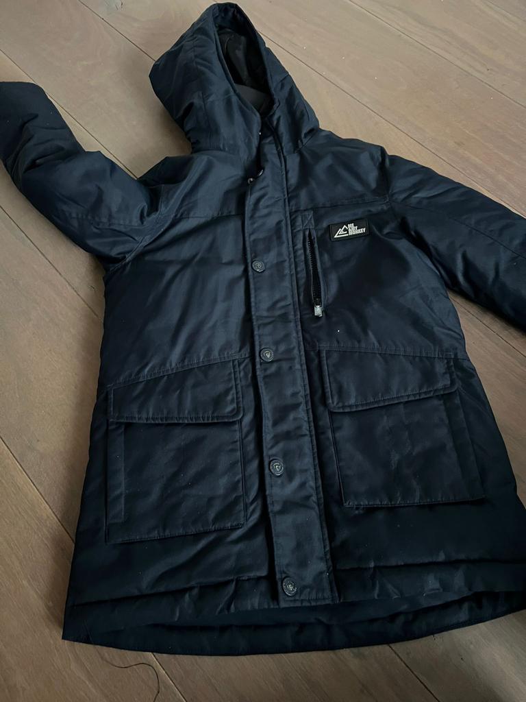 Donkerblauwe Me and My Monkey winterjas 134/140, Ophalen, Zo goed als nieuw, Jongen, Jas