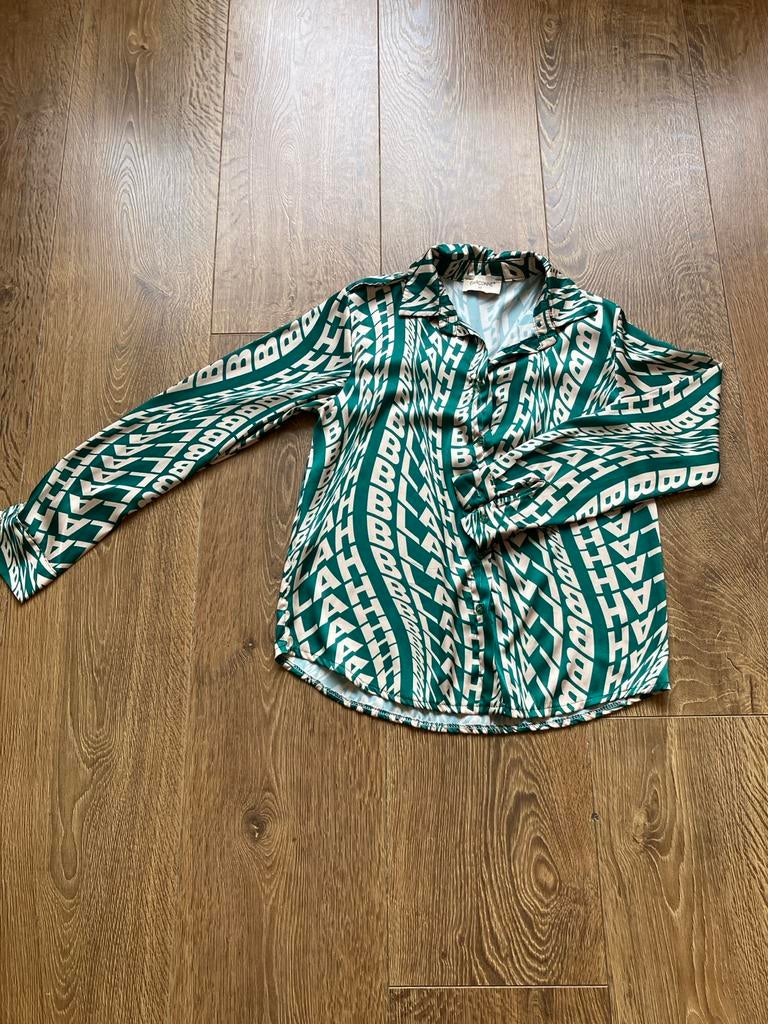 Garconne Blouse XS Groen/Beige Print, Kleding | Dames, Ophalen of Verzenden, Gedragen, Maat 34 (XS) of kleiner, Groen