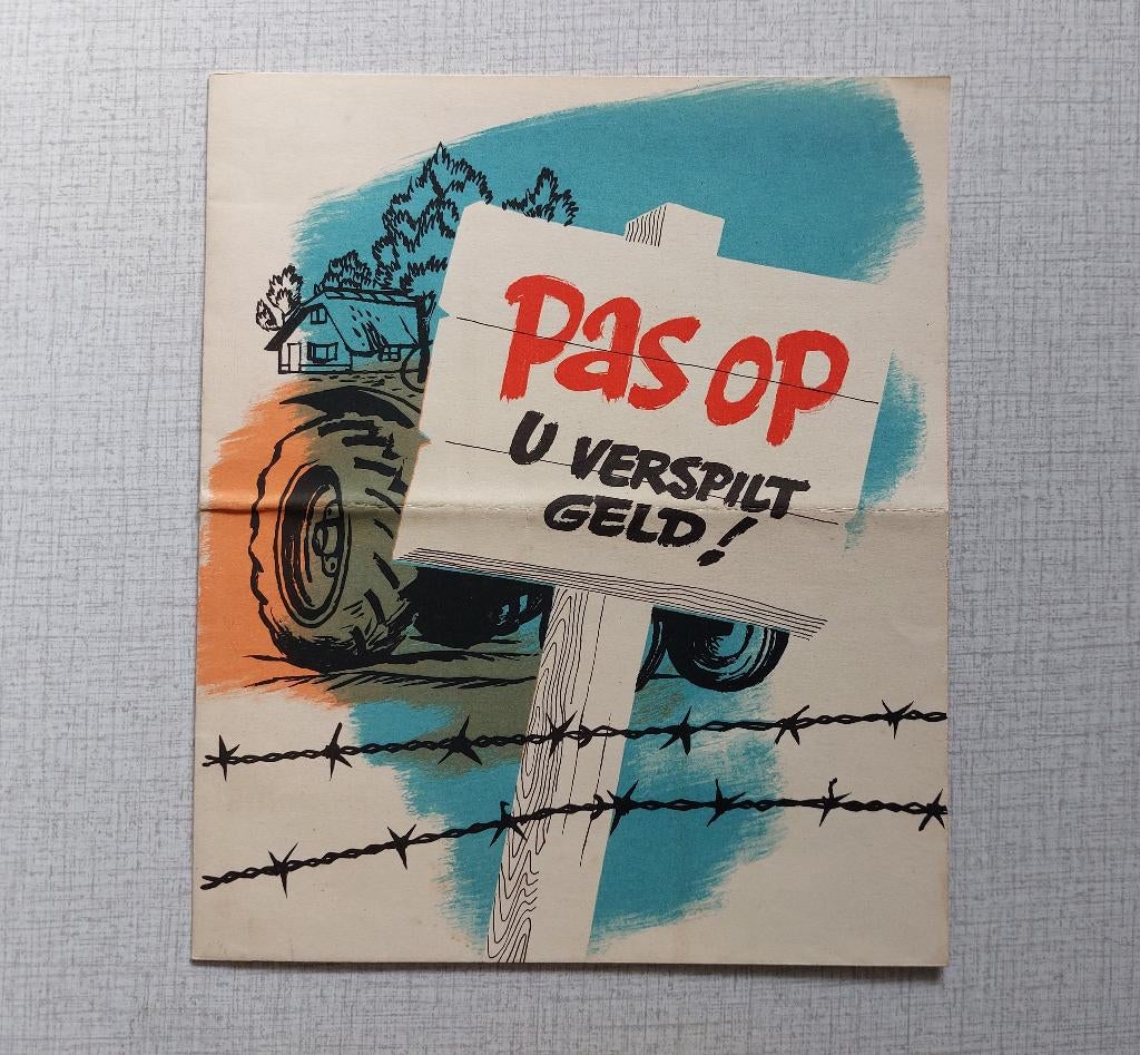 Vintage Poster / Folder SHELL Diesoline TRACTOR 1950 - 1960, Verzamelen, Ophalen of Verzenden, Zo goed als nieuw, Reclamebord