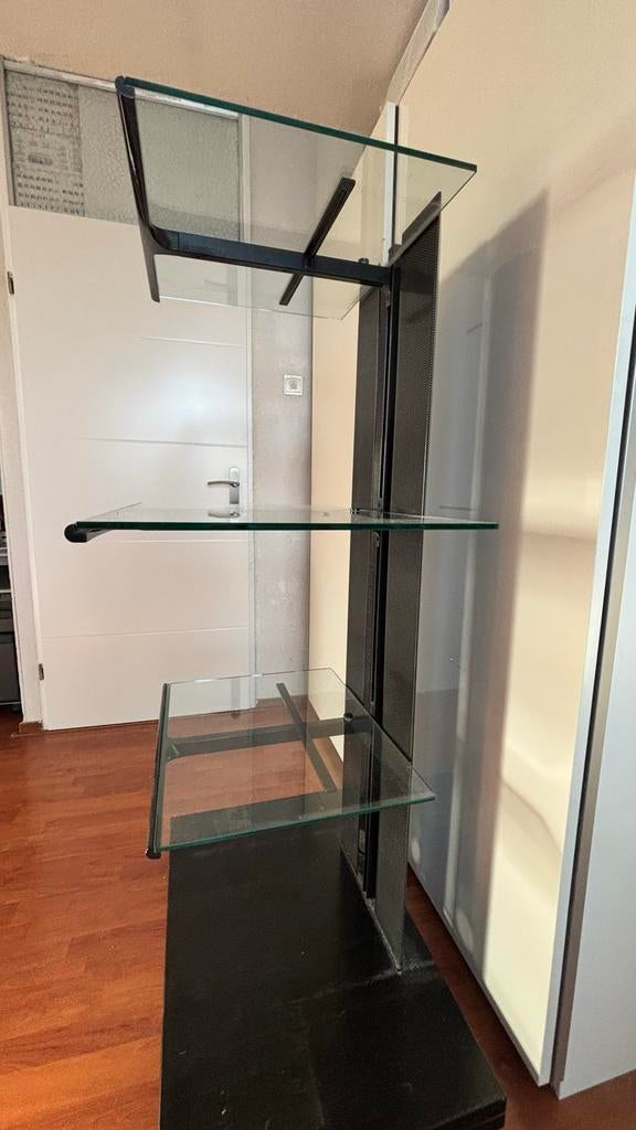 Glazen meubel standaard met 3 planken, Ophalen, Gebruikt