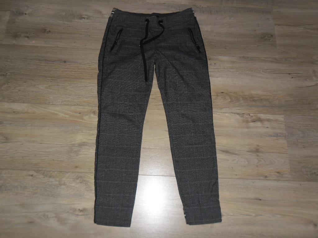 MOS MOSH Grijze Geruite Broek Met Rekbare Band Maat 38 NIEUW, Maat 38/40 (M), MOS MOSH, Nieuw, Ophalen of Verzenden