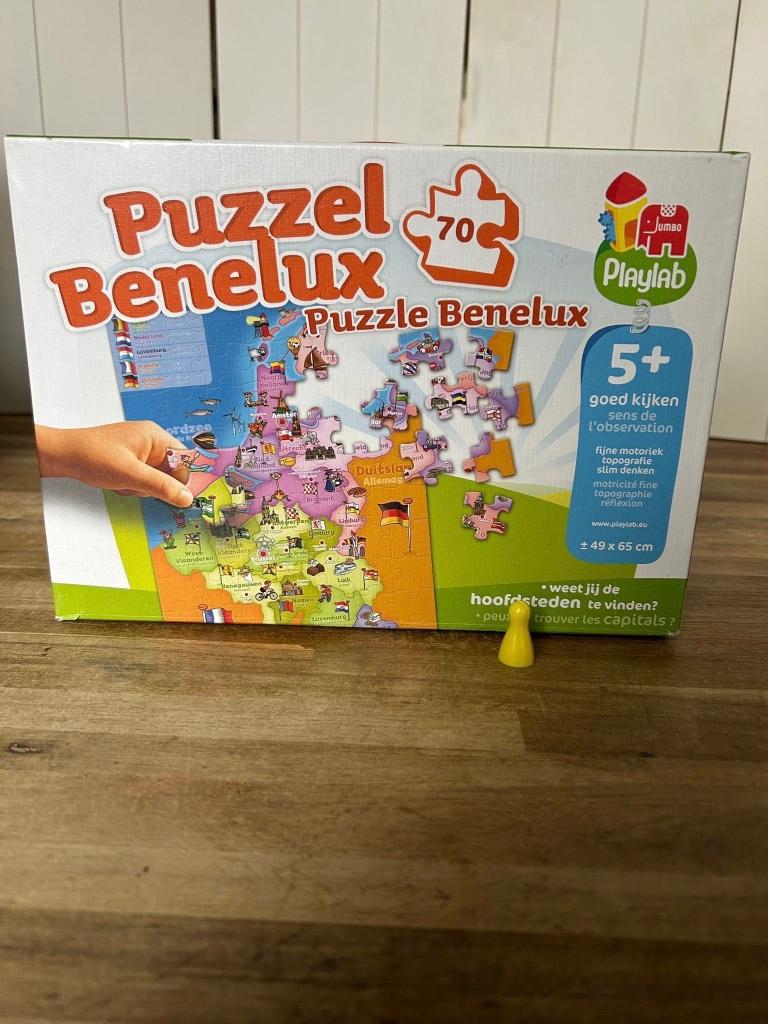Puzzel Benelux 70 stukjes puzzel, Playlab Jumbo, Ophalen of Verzenden, Meer dan 50 stukjes, Zo goed als nieuw, 4 tot 6 jaar