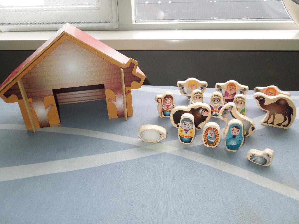 Houten kerststal voor kinderen, Diversen, Kerst, Ophalen of Verzenden, Gebruikt