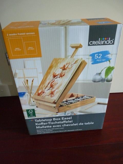 Nieuw tafel Schildersezel in transportkoffer met inhoud, Hobby en Vrije tijd, Schilderen, Verzenden, Nieuw, Overige typen