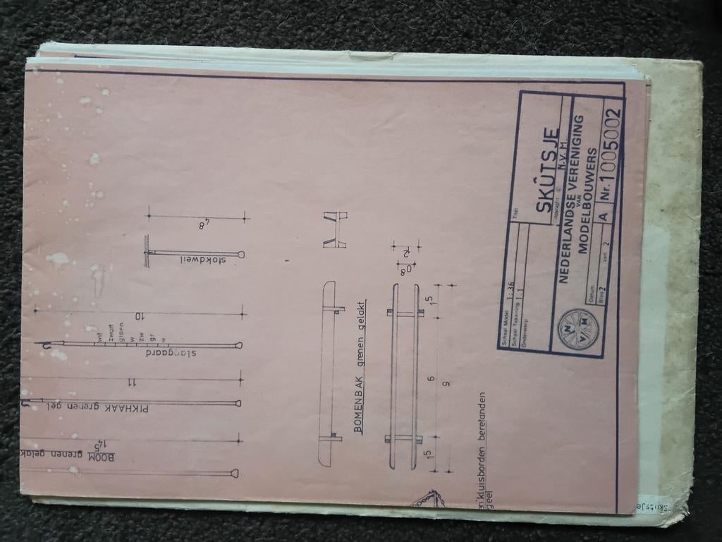 Bouwtekening skutsje op schaal., Ophalen of Verzenden