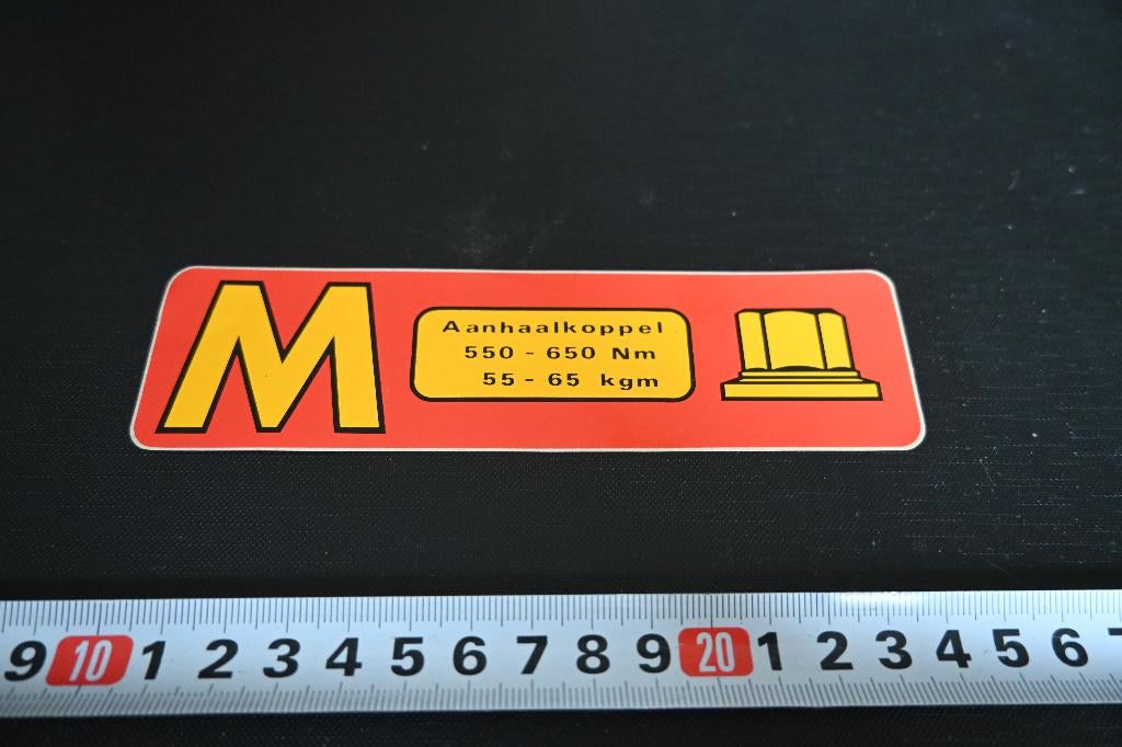 sticker Aanhaalkoppel 550-650 Nm 55-65 kgm, Ophalen, Zo goed als nieuw