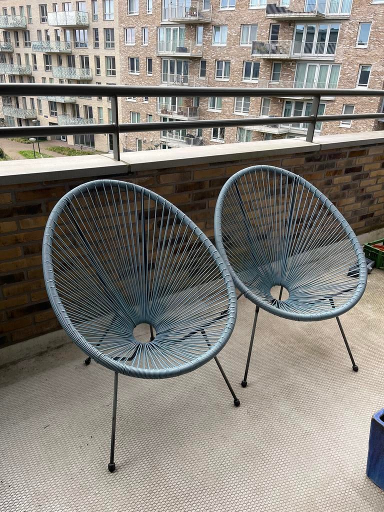 Set van 2 Acapulco stoelen - licht blauw, Kunststof, Gebruikt, Stoel, Tuinset