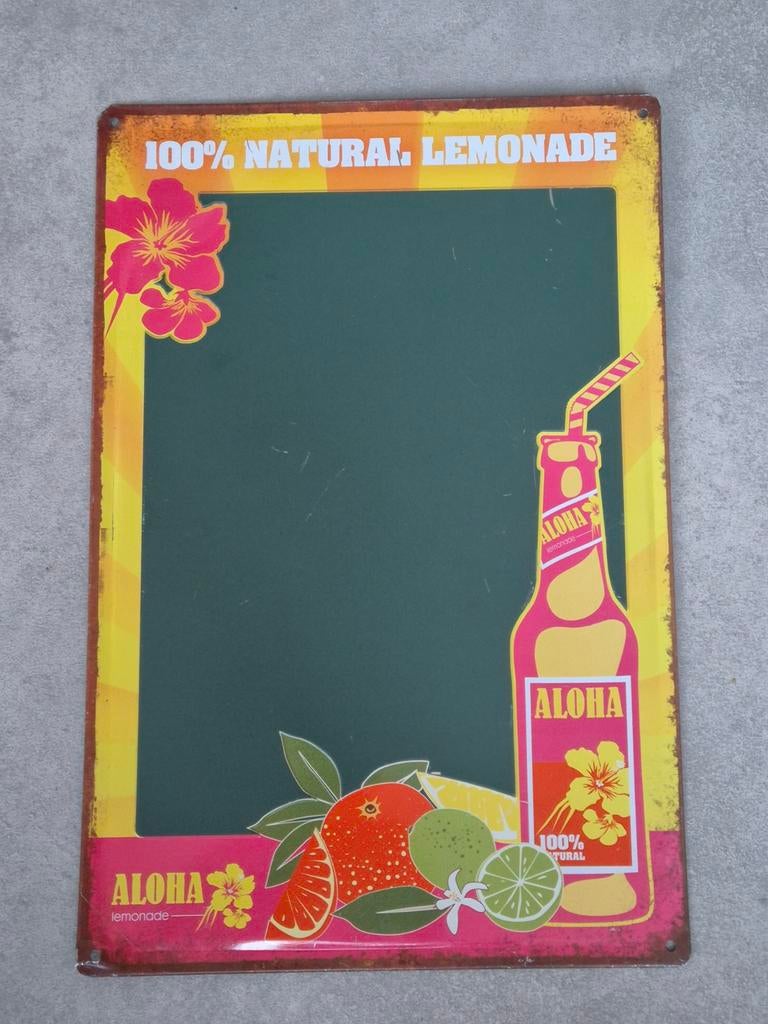 Reclame plaat blik Lemonade Aloha 100% natural, Ophalen of Verzenden, Gebruikt, Reclamebord