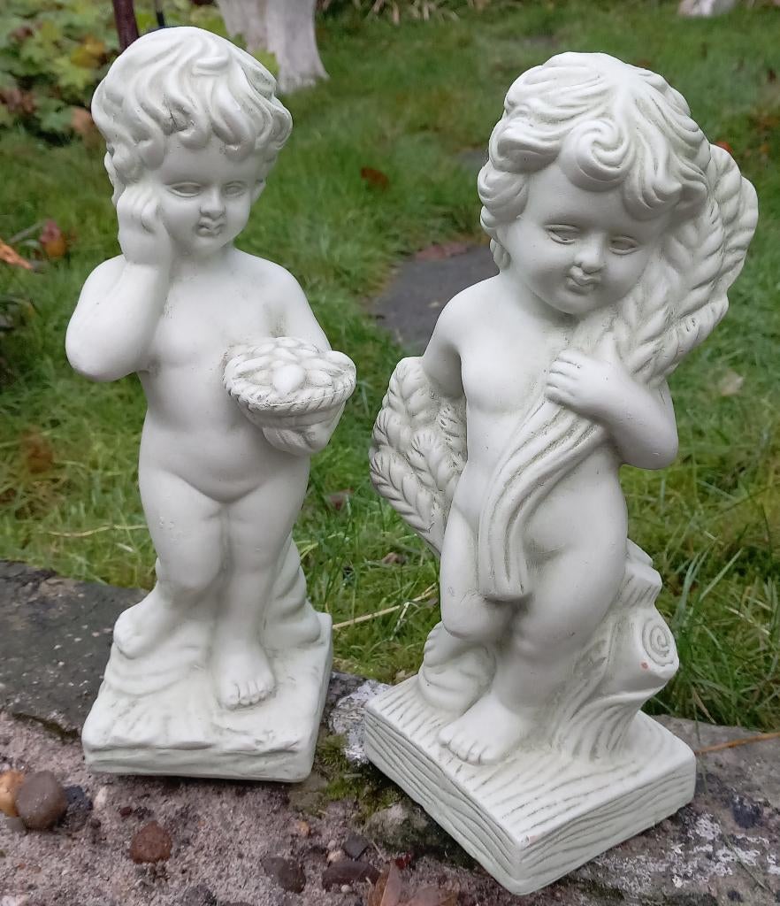 Twee engel beelden, Tuin en Terras, Ophalen of Verzenden, Zo goed als nieuw, Overige materialen