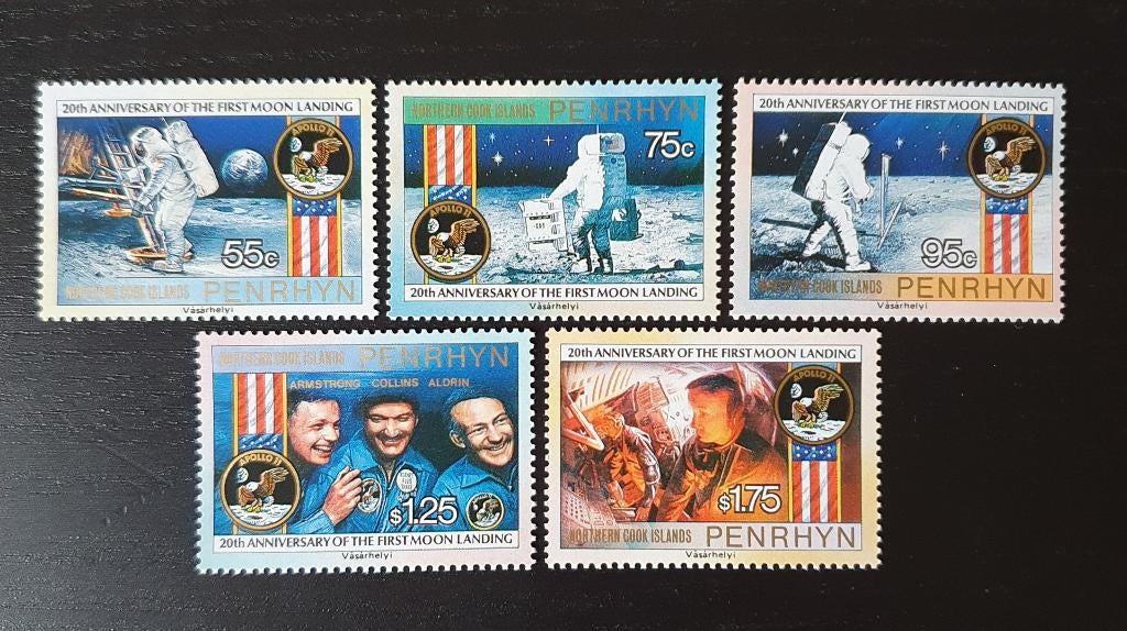 Penrhyn 1989 Ruimtevaart Maanlanding Michel 500-504 postfris, Verzenden, Postfris, Overige thema's