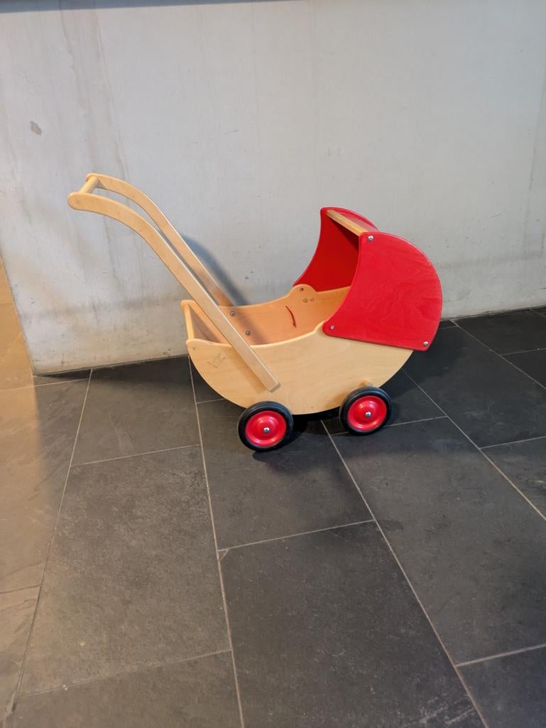 Van Dijk Houten Poppenwagen - Rood, Ophalen of Verzenden, Gebruikt, Overige typen